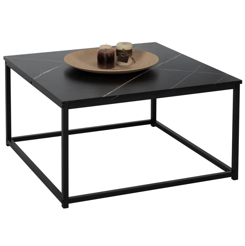 Calitate profesională - Masuta de cafea Braylen, aspect de marmura neagra, 75x75x43 cm