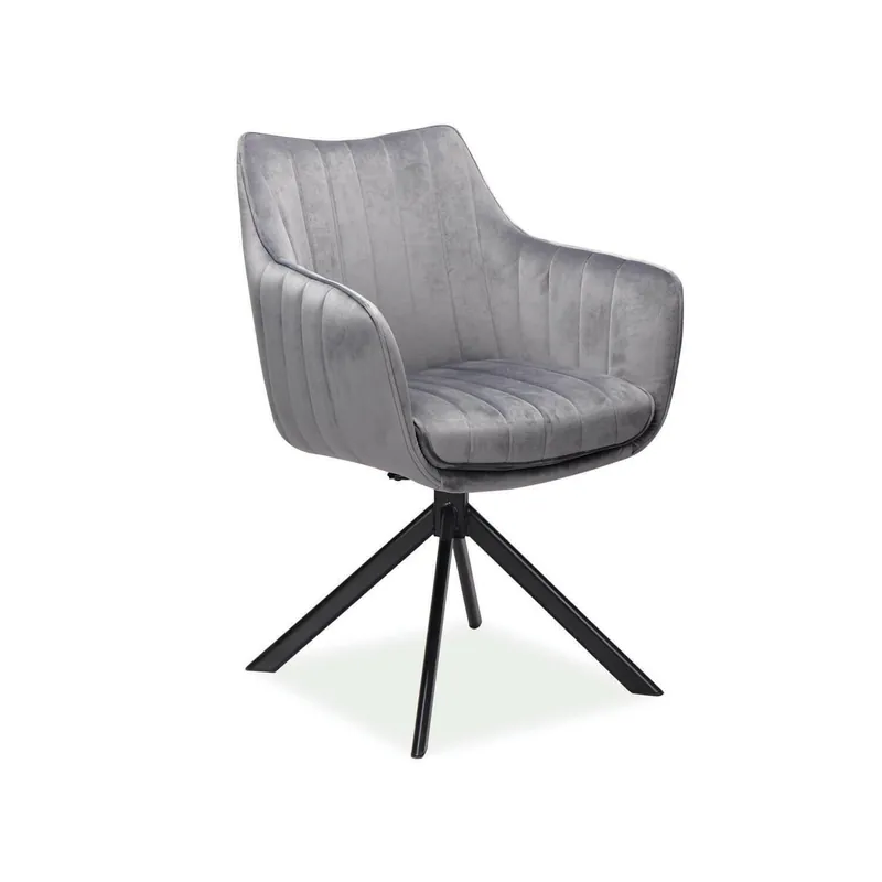 Calitate superioară | Scaun cu stofa din catifea Azalia, gri, 61x44x86 cm