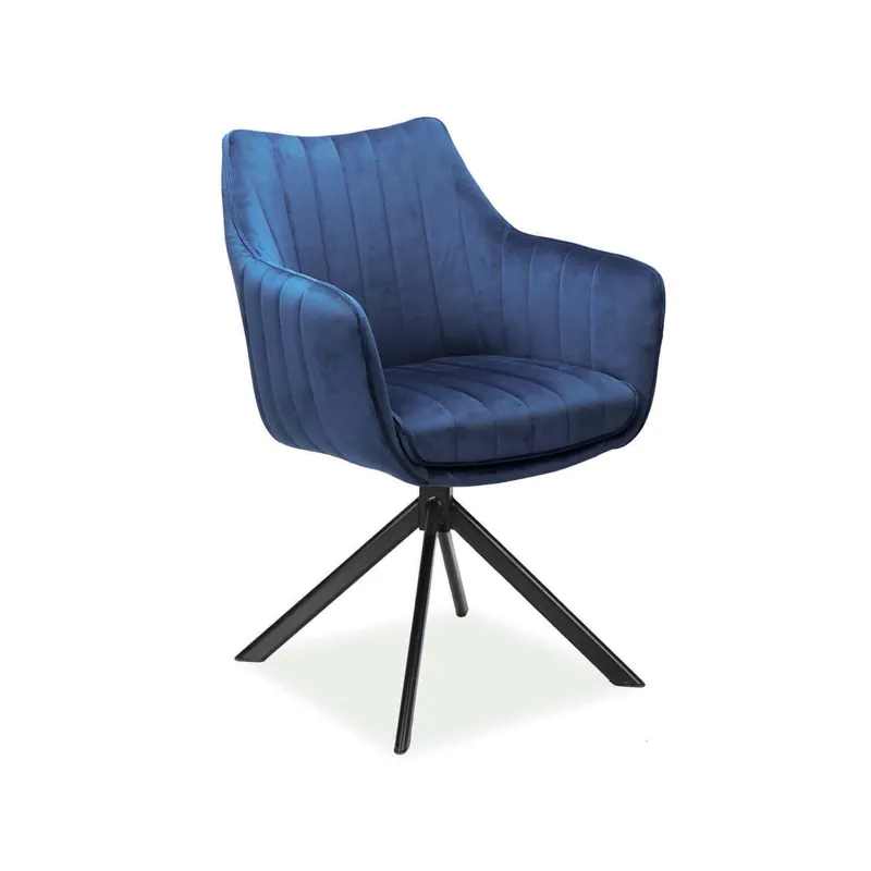 Disponibil acum | Scaun cu stofa din catifea Azalia, albastru, 61x44x86 cm