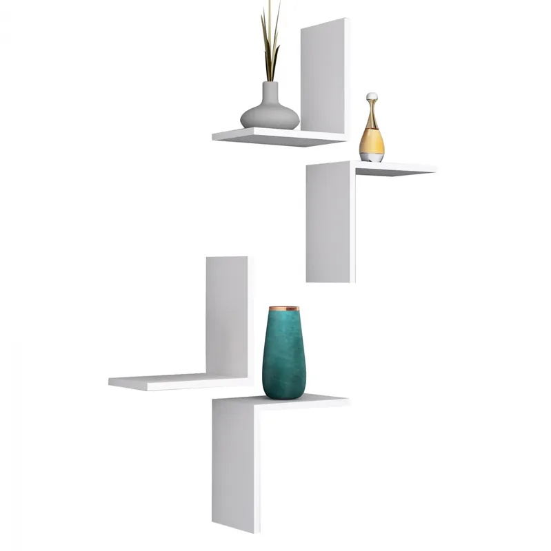 Set 4 rafturi de perete, nuanta alb, 30x19,6x31,8 cm | Cumpără în siguranță