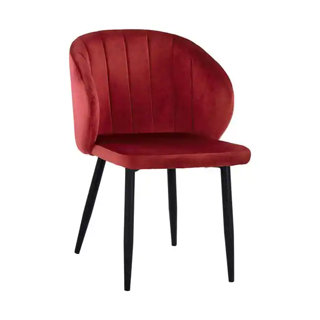 Scaun Duane, tesatura din catifea, nuanta bordo, 52x55x80 cm - Produs nou