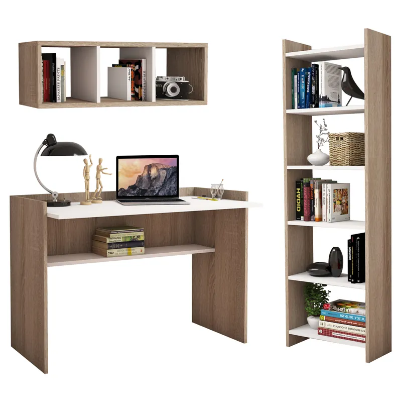 Reduceri - Set birou, 3 piese, nuanta sonoma/alb