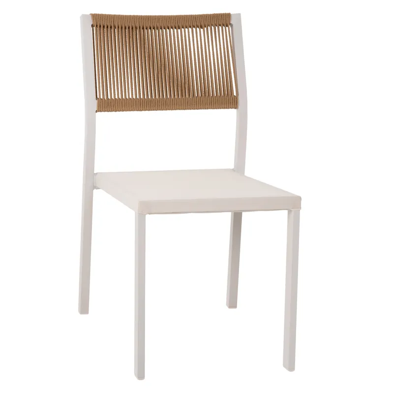 Scaun din aluminiu, nuanta alb/ bej, 46x55,5x83 cm - Favoritul clienților