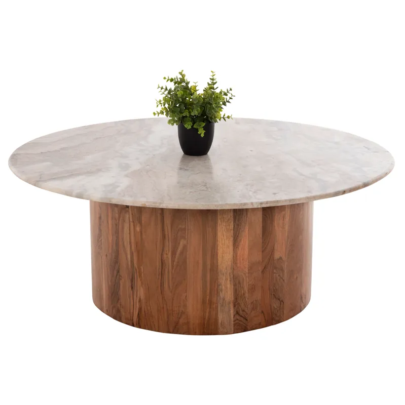 Masuta de cafea Formel, lemn/marmura, nuanta natur/alb, 100x40 cm - Comandă acum