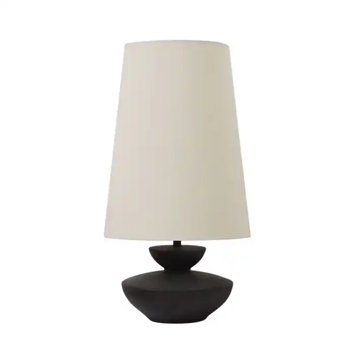 Lampă de masă din rășină neagră cu abajur bej textil stil contemporan OMONDI 27x27x66 cm | Preț atractiv