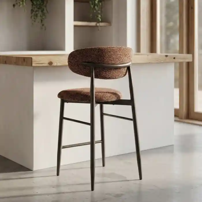 Set de 2 scaune de bar și HORECA tapițate cu material textil și structură metalică 53 x 52 x 95 cm | Comandă acum