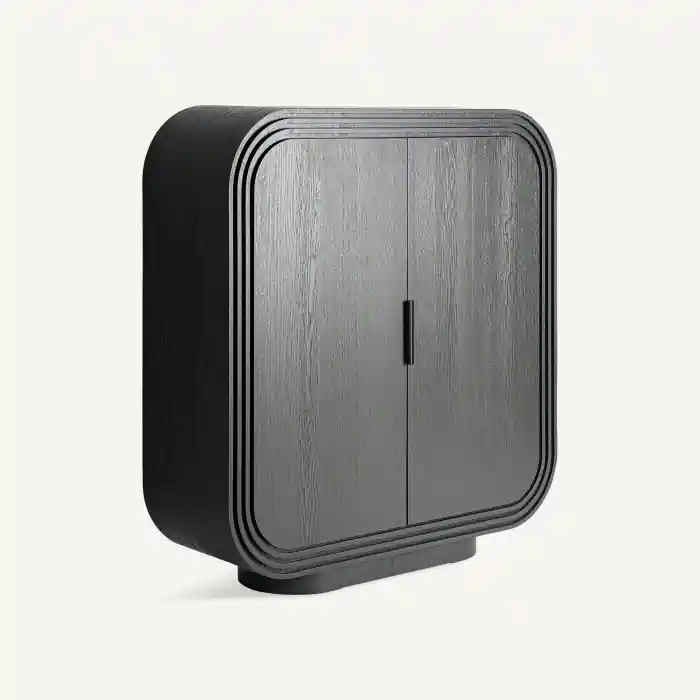 Noutate | Dulap din lemn masiv de stejar negru cu forme rotunjite art déco fabricat artizanal Rize 140 x 45 x 148 cm