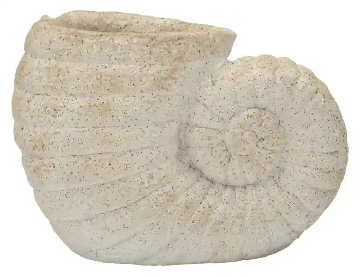 Vază decorativă bej din MGO cu formă de scoică și textură nisipată Shell Sand 33x19x23 cm - Reduceri