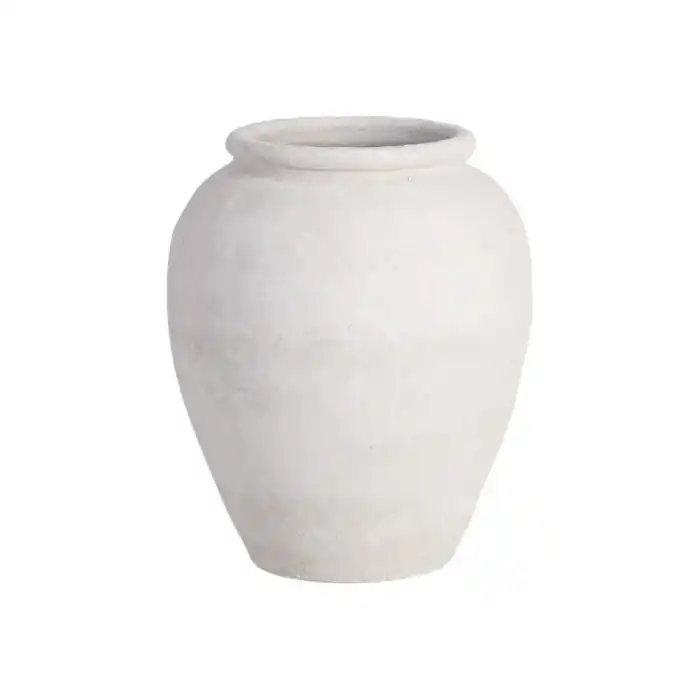 Ghiveci decorativ din ceramică albă cu formă rotunjită 30x30x40 cm | Au mai rămas puține bucăți