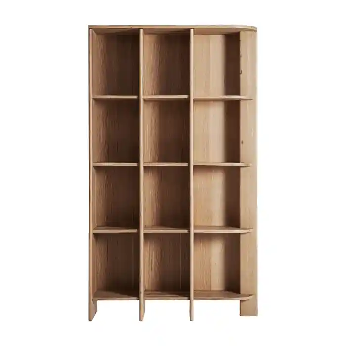 Ofertă online - Bibliotecă din lemn de stejar cu design minimalist și compartimentare echilibrată Nara 120 x 40 x 210 cm
