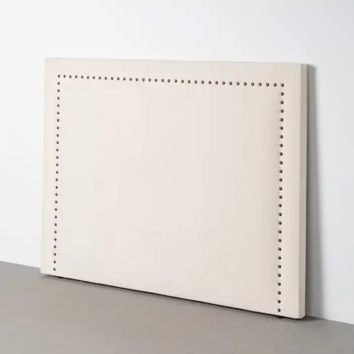 Reduceri - Tăblie de pat din stofă crem cu structură din MDF și detalii decorative cu capse 165 x 7 x 130 cm