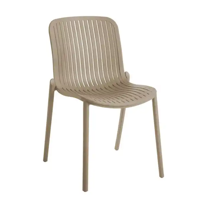 Set 2 scaune de exterior din polipropilenă bej cu spătar striat Brio 49x60x81 cm | Noutate în gamă