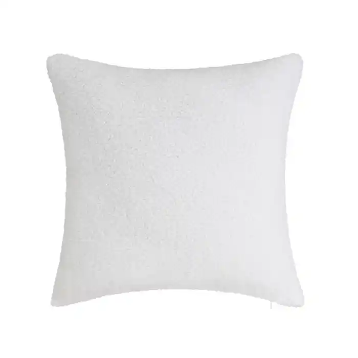 Pernă albă din sherpa buclă de poliester 45x45 cm | Premium