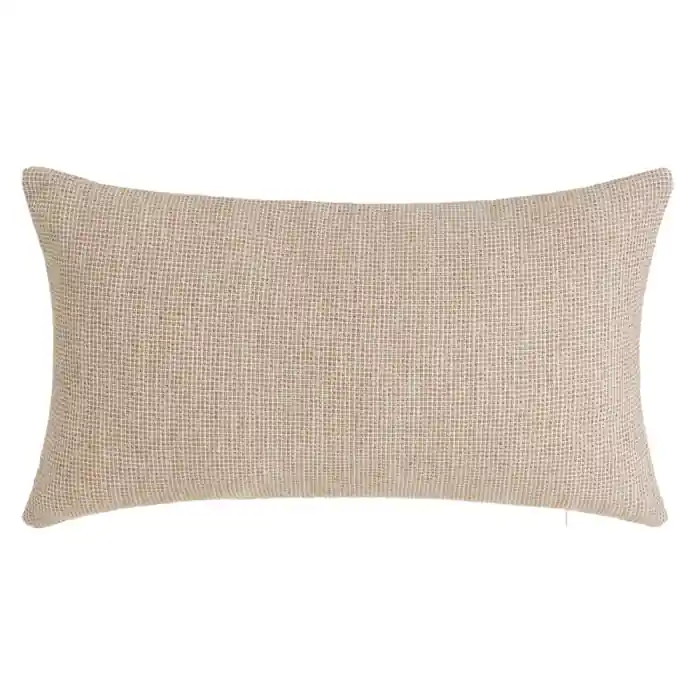 Pernă maro cu model în carouri din poliester 50x30 cm | Se poate comanda