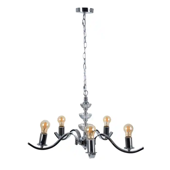 Lustra inalta din metal si sticla suspendata pe lant pentru dining 63x60x91 cm - Nu rata oferta