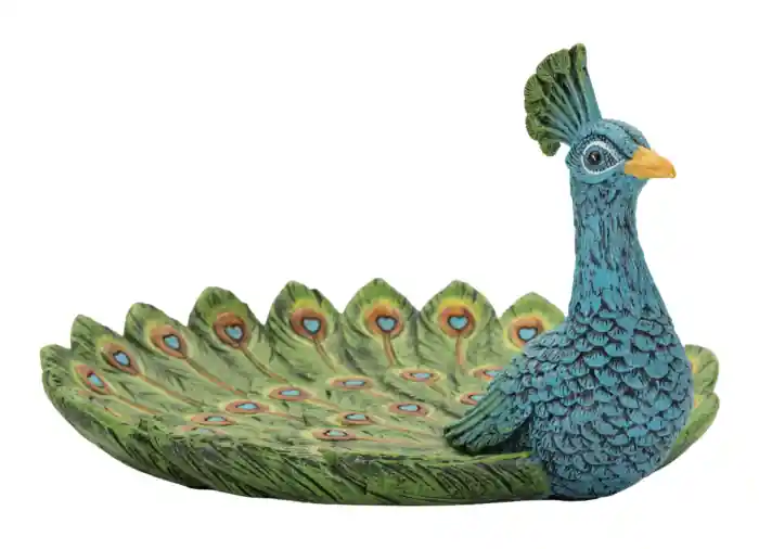 Recomandarea clienților | Tavă decorativă eclectică în formă de păun multicoloră 18x16x10 cm