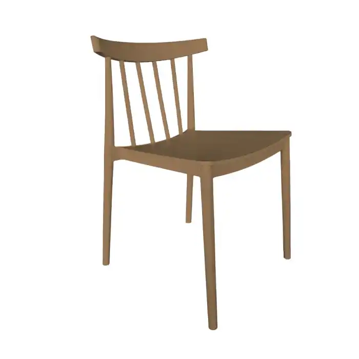 Oferta zilei | Set 4 scaune stivuibile de dining grădină și HORECA din polipropilenă bej cu bare verticale pe un spătar curbat Flow 51x50x76 cm