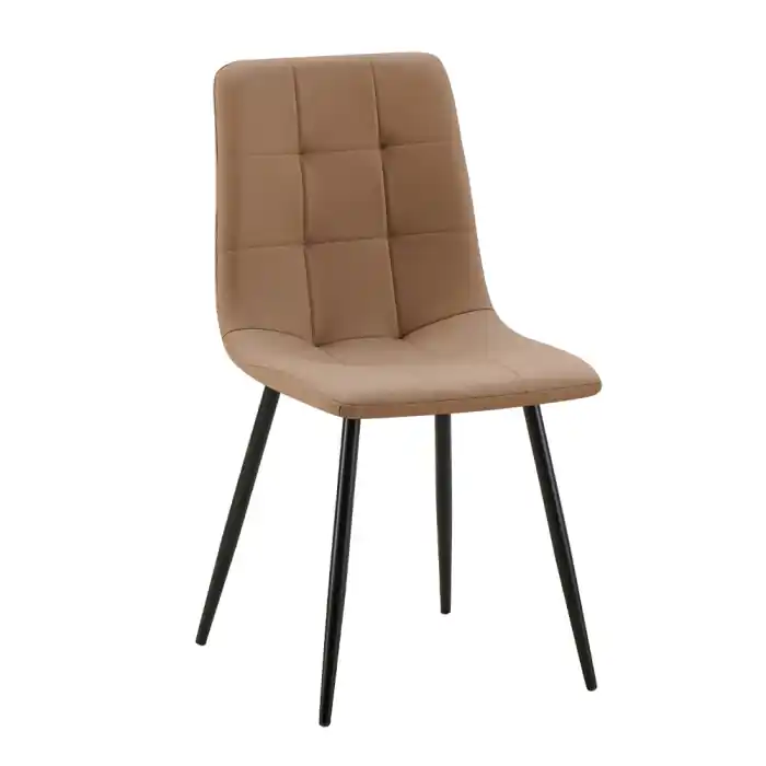 Ofertă flash - Set 4 scaune de dining din piele ecologică bej cu tapițerie capitonată în carouri Carre 54.5x45x90 cm