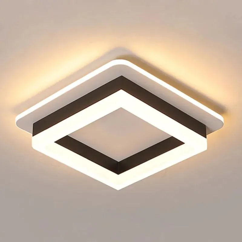 Produs de top | Plafoniera Led Patrata Alba cu Negru,16W