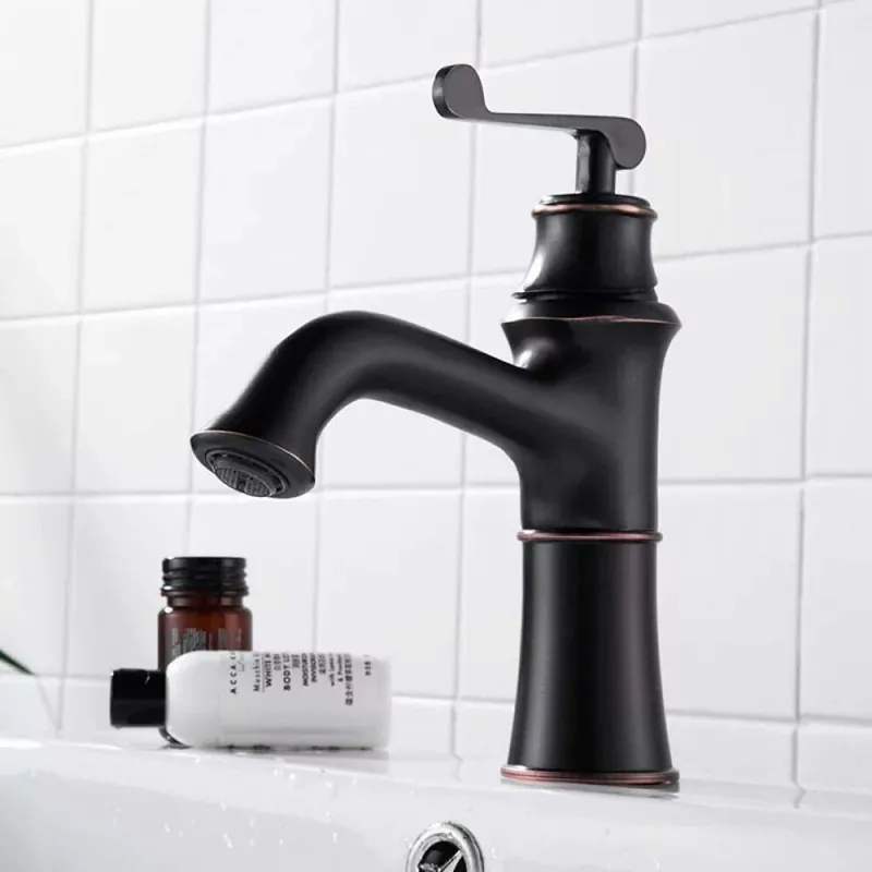 Produs apreciat - Baterie lavoar Victorian Vintage, din alama, negru antichizat - Baterii baie > Baterii lavoar