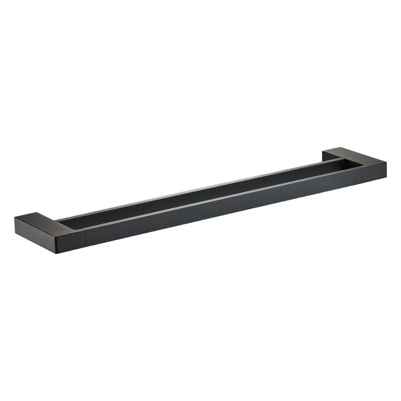 Suport de prosop dublu Minimal Shelf, din alama, cu 2 braturi fixe, negru - Baie > Accesorii baie - Ofertă flash