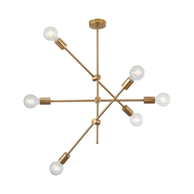 Preț avantajos | Lustra pendul auriu cu 6 brate G004C-6H-6xE27, max 6x23W - Lustre LED > Lustre living