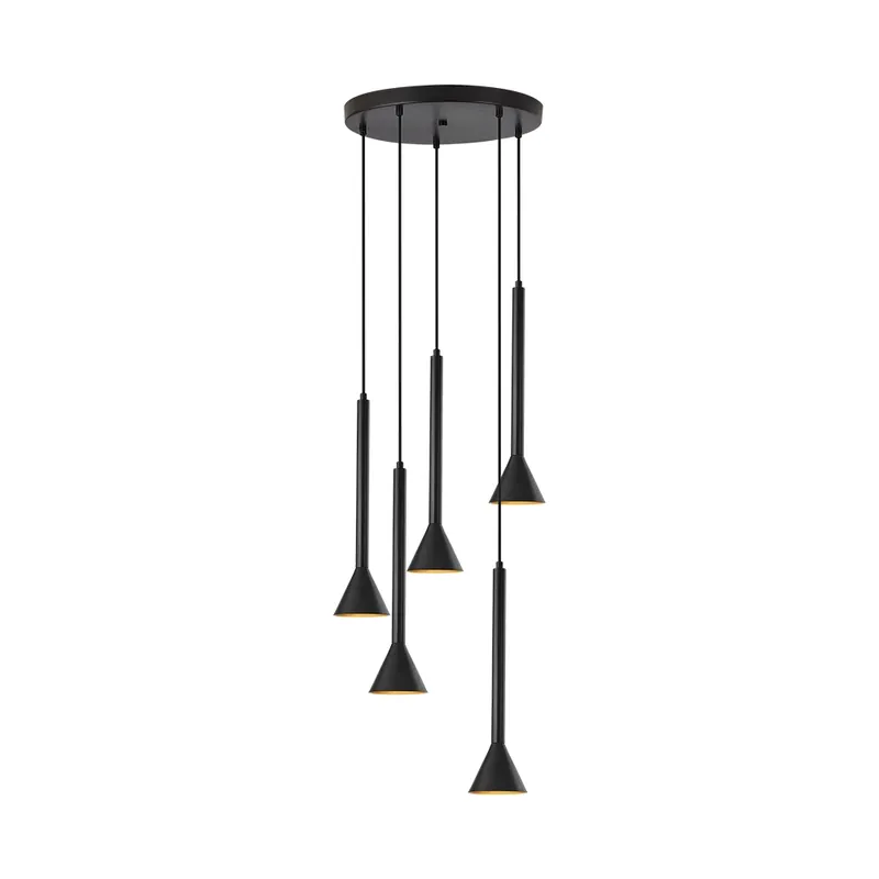 Lustra 5 pendule Longspot P011R-5H-5xGU10 rotund negru max 5x10W - Lustre LED > Lustre living | Livrare imediată
