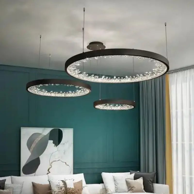 Favoritul clienților | Lustra LED Shiny Crystals, suspendata, cu telecomanda,226W, iluminat modern, neagra - Lustre LED > Lustre living