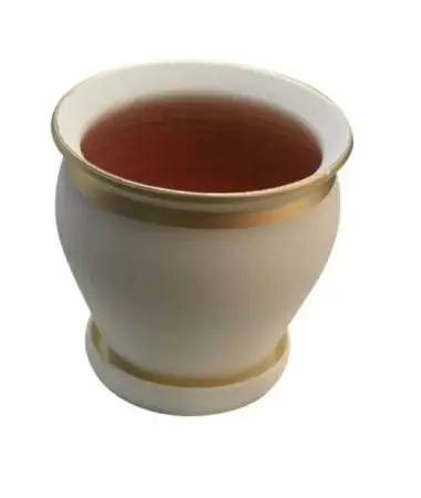 Economii mari | Ghiveci ceramic banda 20cm + tava crem