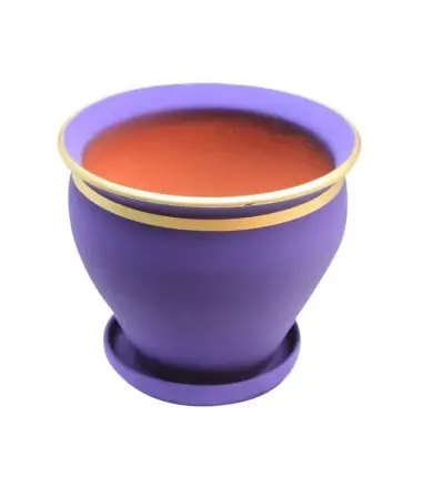 Ghiveci ceramic banda 25cm + tava violet | Super ofertă