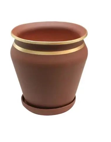 Calitate superioară - Ghiveci ceramic banda 30cm + farfurie maro inclusa