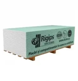 Placa gips carton Rigips verde interior protectie umiditate RBI 12.5 x 1200 x 2600 mm, 3.12 mp/placa | Produs recomandat