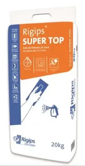 Comandă cu încredere | Glet de finisaj Rigips Super Top, pe baza de ipsos, interior, 20 kg
