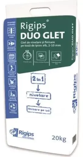 Glet de finisaj Rigips DuoGlet, pe baza de ipsos, interior, 20 kg | Cumpărături sigure