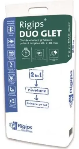 Glet de finisaj Rigips DuoGlet, pe baza de ipsos, interior, 5 kg - Produs vedetă