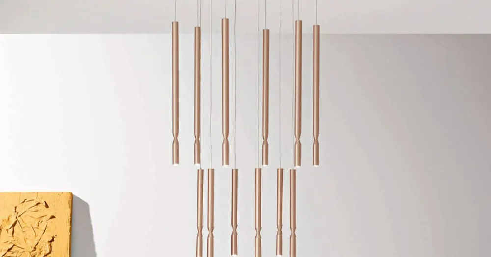 Plasează comanda acum - Candelabru cu 12 lumini LED din metal vopsit si cabluri reglabile - zada