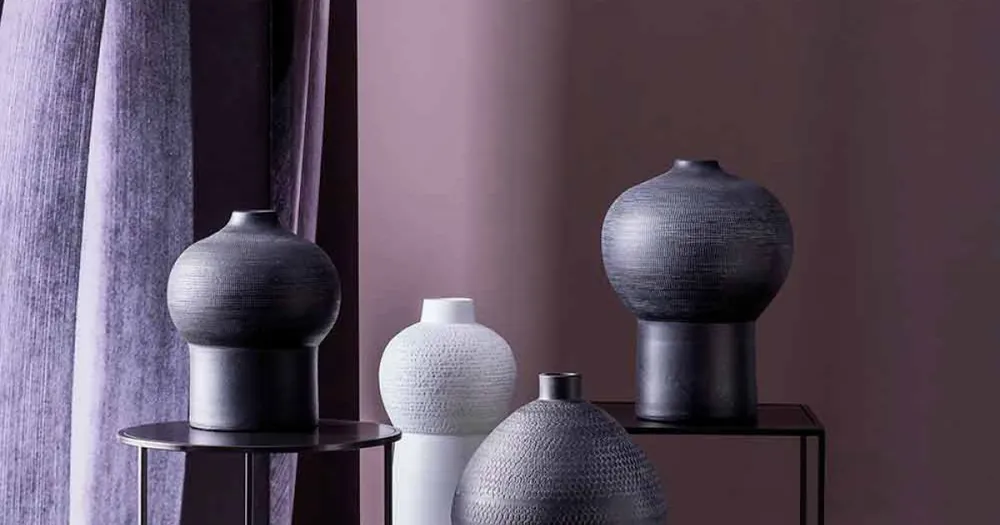 Produs apreciat - Compoziție a 4 vaze decorative în ceramică alb-negru - Calicanto