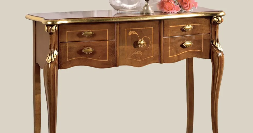 Nu rata oferta - Consolă clasică din lemn cu 3 sau 5 sertare de lux Made in Italy - Londra