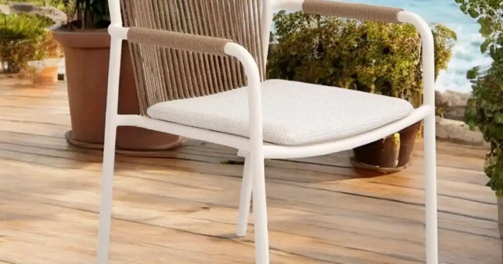 Fotoliu de exterior din aluminiu bej și frânghie Terra - Luxe - Economii suplimentare