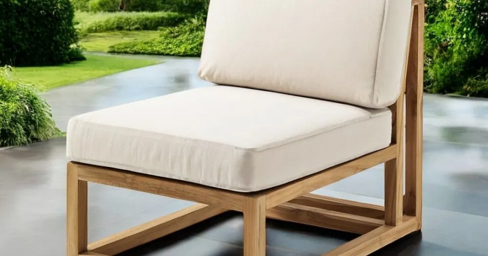 Preț promoțional | Fotoliu de exterior din Teak Natural si Perne - Circe