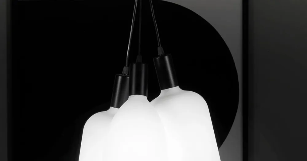 Lampa cu Suspensie cu 3 Lumini din Metal si Sticla Ceramica Made in Italy - Speak | Promoție limitată