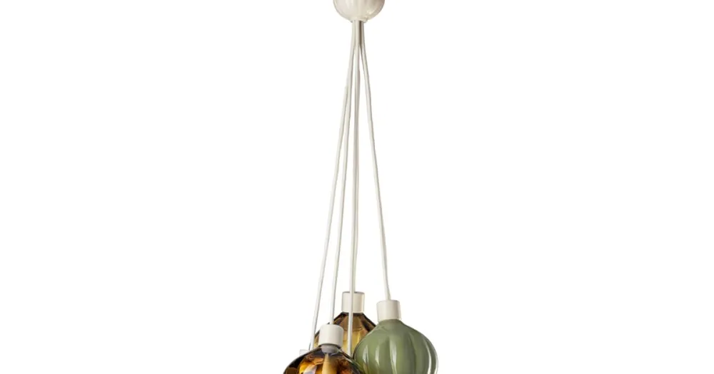 Lampa cu Suspensie cu 6 Elemente din Ceramica si Sticla Made in Italy - Afoxe - Cantități limitate