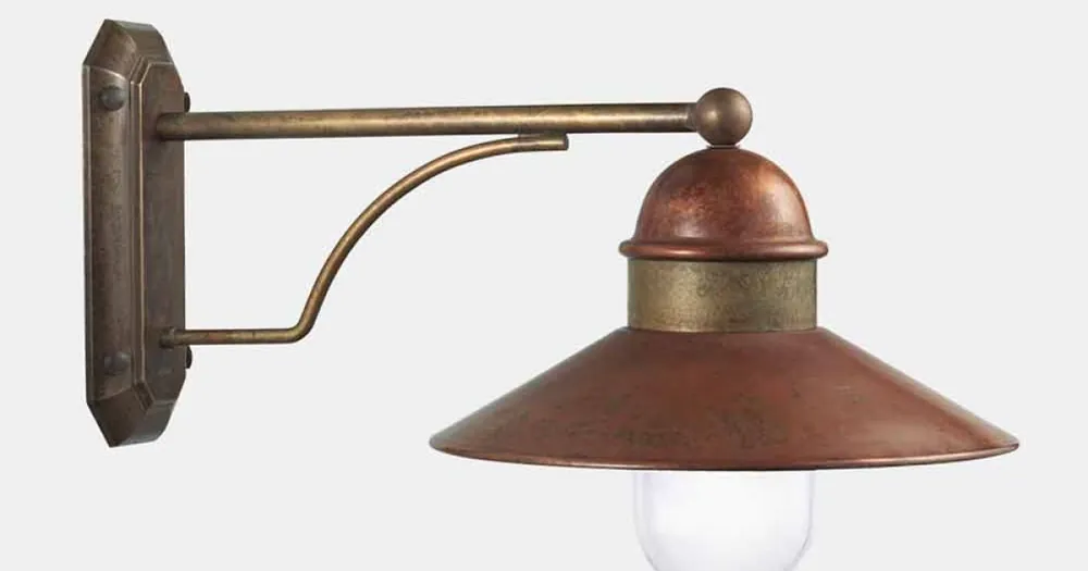 Lampă de perete de exterior vintage din alamă, cupru și sticlă - Borgo de Il Fanale | Preț special online
