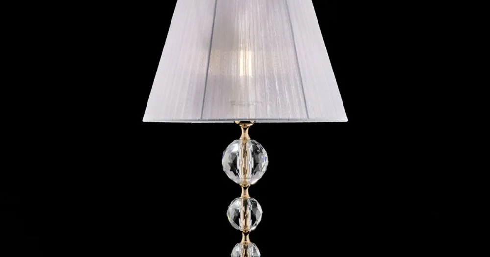 Lampă din fier aurit și cristal cu abajur fabricat în Italia - Madrid | Produs vedetă