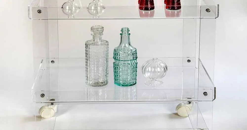 Produs nou lansat | Cărucior alimentar modern cu 2 rafturi L 60,5 cm în plexiglas, Diso
