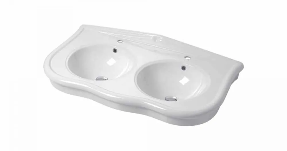 Produs nou | Modernă dublă chiuvetă consolă sau montaj în ceramică Avise